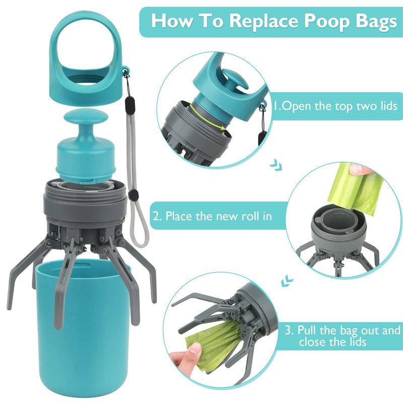 Scoopy Doo Portable Lightweight Dog Pooper Scooper With Built-in Poop Bag Dispenser