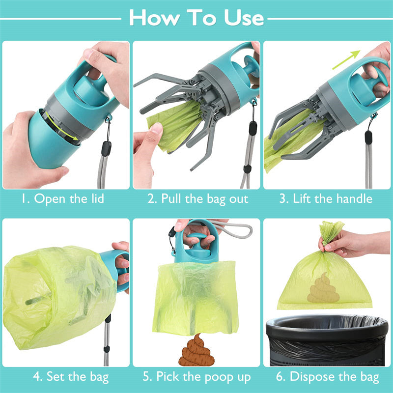 Scoopy Doo Portable Lightweight Dog Pooper Scooper With Built-in Poop Bag Dispenser